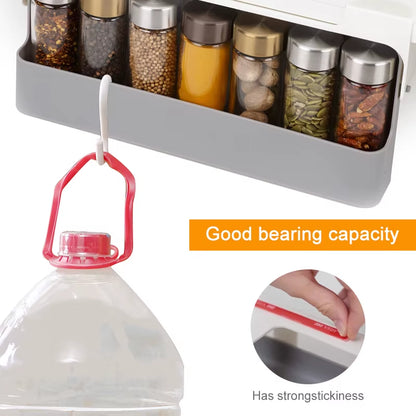 Space-Saving Spice Rack – Self-Adhesive Wall-Mounted Under-Shelf Organizer for Seasoning Bottles